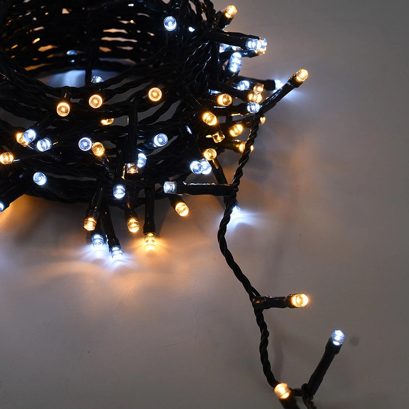 CATENA DI LUCI 300 LED BIANCHI E GIALLI - VERSATILE SICURA E RESISTENTE ALL'ACQUA IDEALE PER INTERNI ED ESTERNI