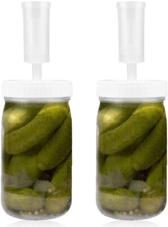 Fermenteerglas 1 Litro - Fermenteerset per Kimchi/Zuurkool - Inmaakpotten con Coperchio a Viti - Potten Fermentative a Tennone - Fermenteerpotten a Luce - Bocca Larga - Valvola di Fermentazione - Inmaakpot