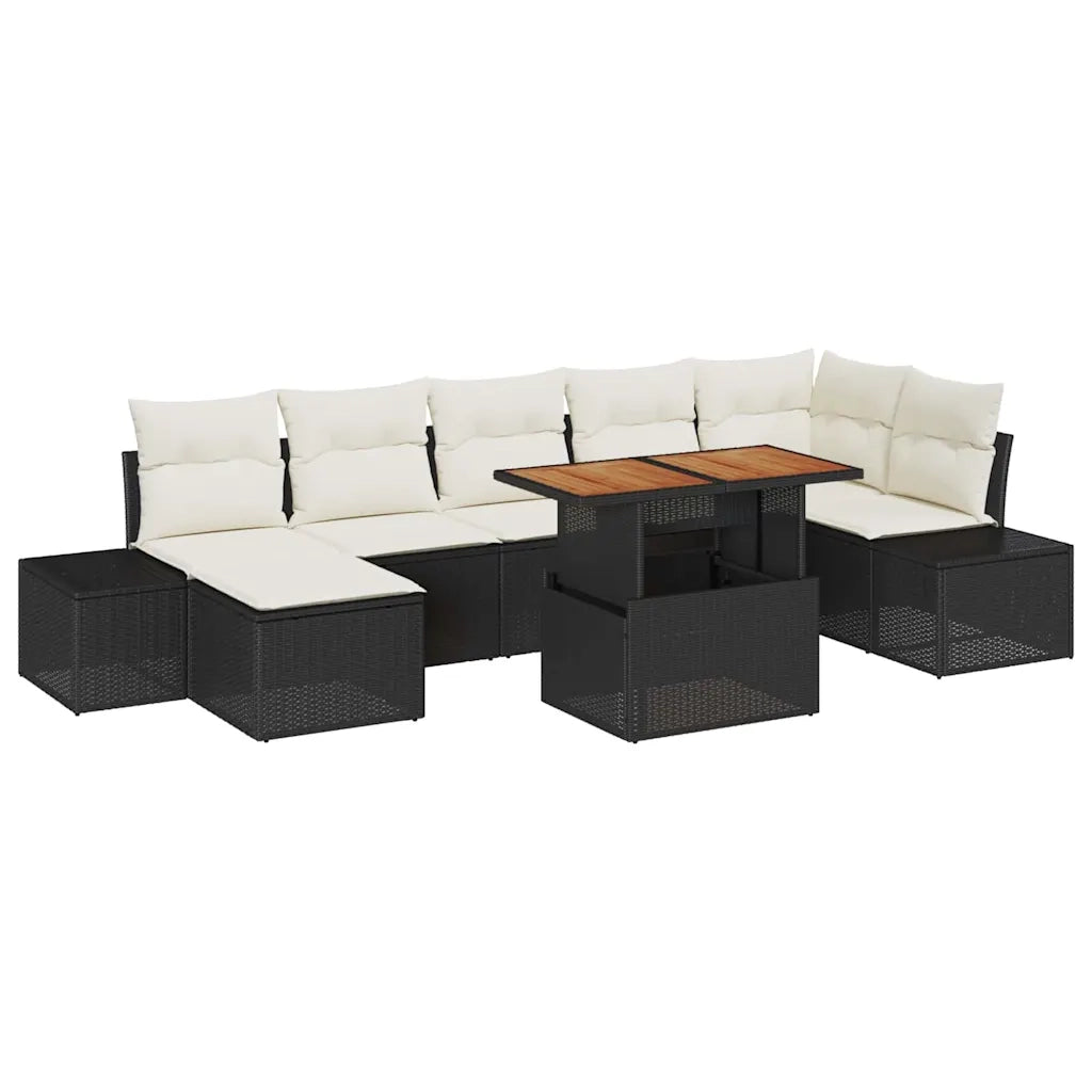 Set Divano da Giardino con archiviazione 8 pcs Nero Poly Rattan 3358728