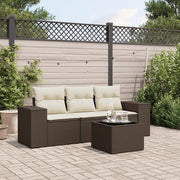 Set Divano da Giardino 4 pz con Cuscini Marrone in Polyrattan 3222272