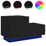 Comodino | Armadio da Notte | Mobiletto da notte con Luci LED Nero 70x36x40,5 cm