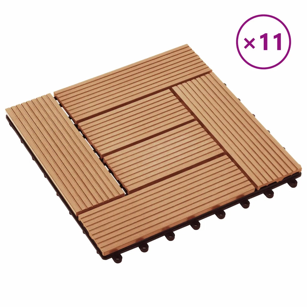 Piastrella per Decking 11 pcs Teak riciclato 30 x 30 cm WPC 42046672