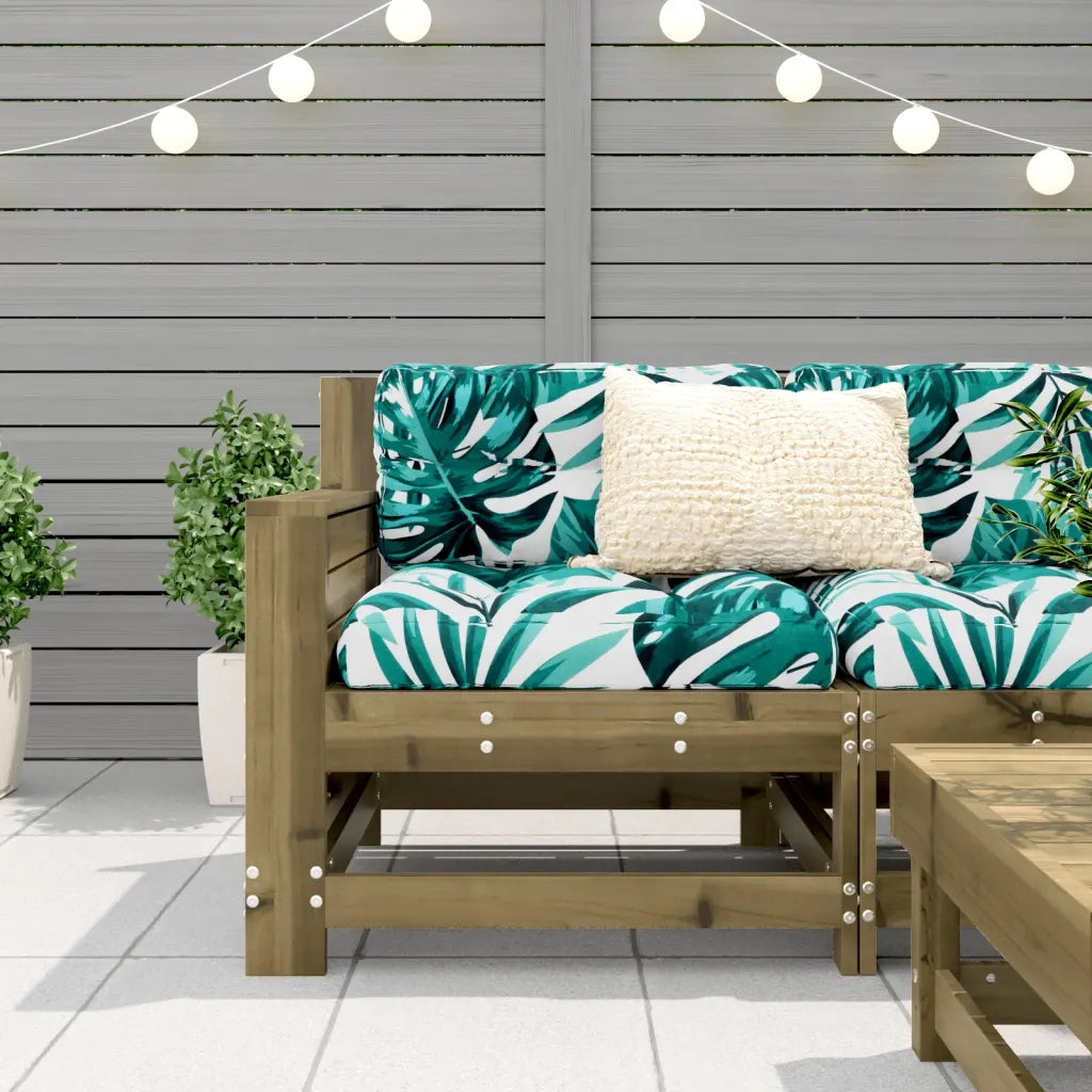 Divano da Giardino Senza Braccioli con Cuscini-Sofa da Giardino-Divano da esterno Impregnato Pino 281441