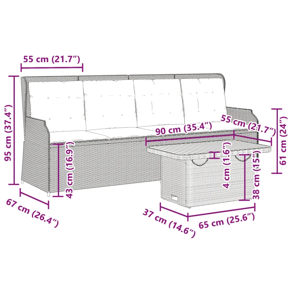 Set Divani da Giardino 3 pz con Cuscini Nero in Polyrattan 3262443