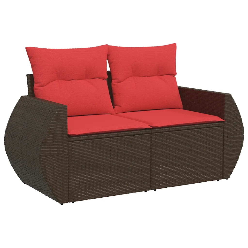 Set Divani da Giardino 9pz con Cuscini Marrone in Polyrattan 3325650