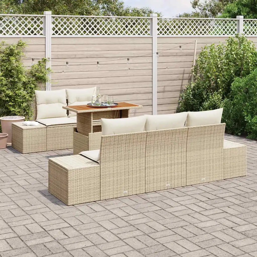 Set da Pranzo per Giardino con cuscino 6 pcs Beige e Crema 3349903