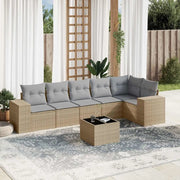 Set Divani da Giardino 7 pz con Cuscini Beige in Polyrattan 3222598