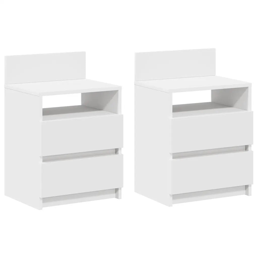 Comodini 2 pz con 2 Cassetti Bianchi 40x33x60 cm 858561