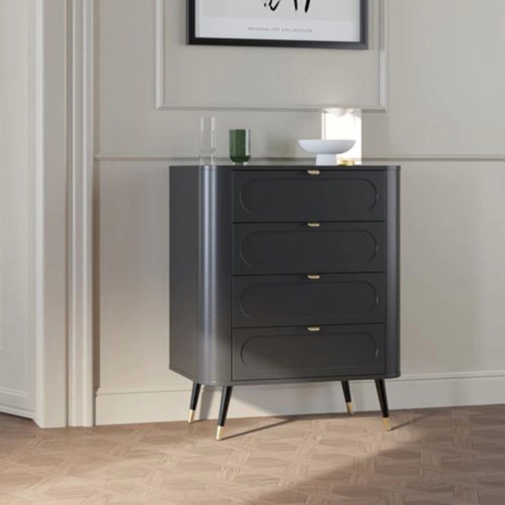 Lapanoto, Cassettiera 4 Cassetti, 78x40x98h cm Nero Antracite