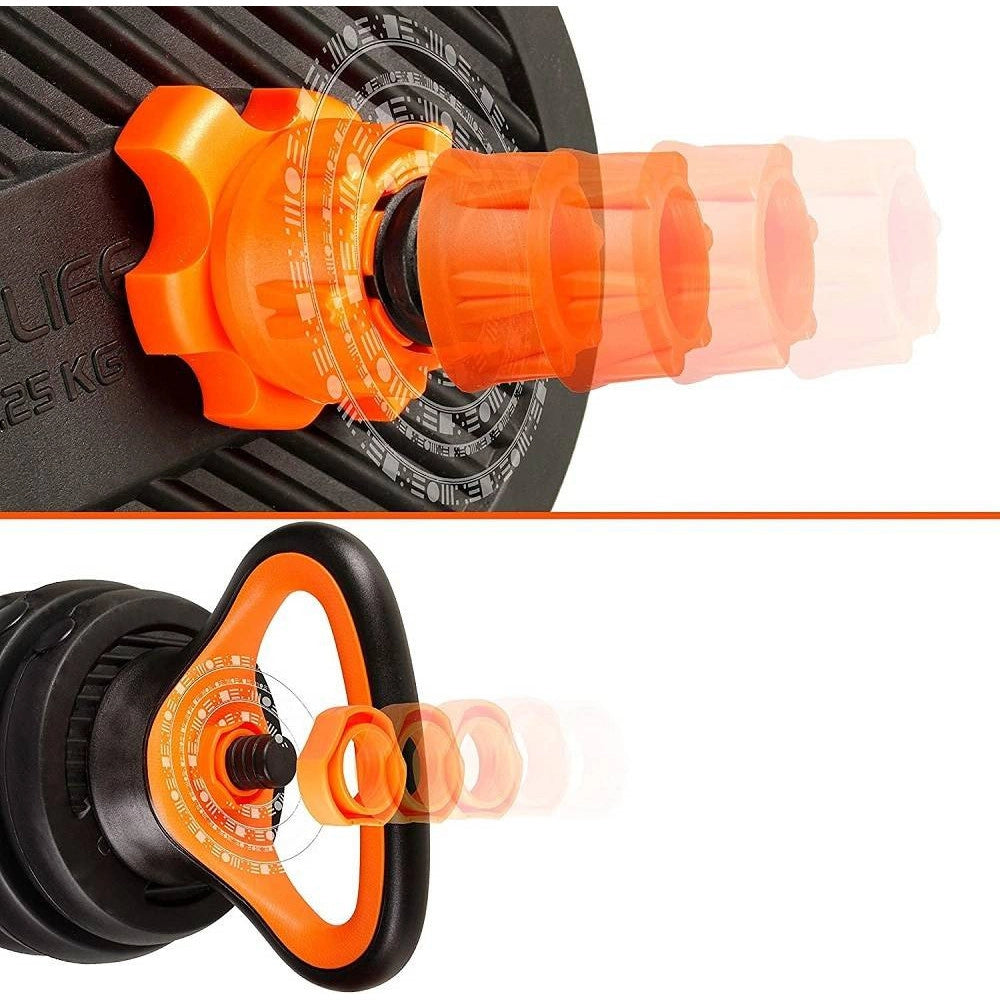 Trade Shop - Set 6in1 Multifunzione Peso 30 Kg Manubri Con Bilanciere E Kettlebell Componibile -