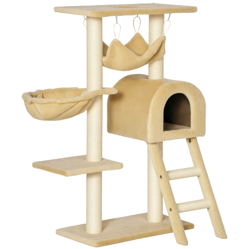 Tiragraffi per Gatti Multilivello con Amaca e Casetta ¨C zephmum ¨C 55x30x100 cm