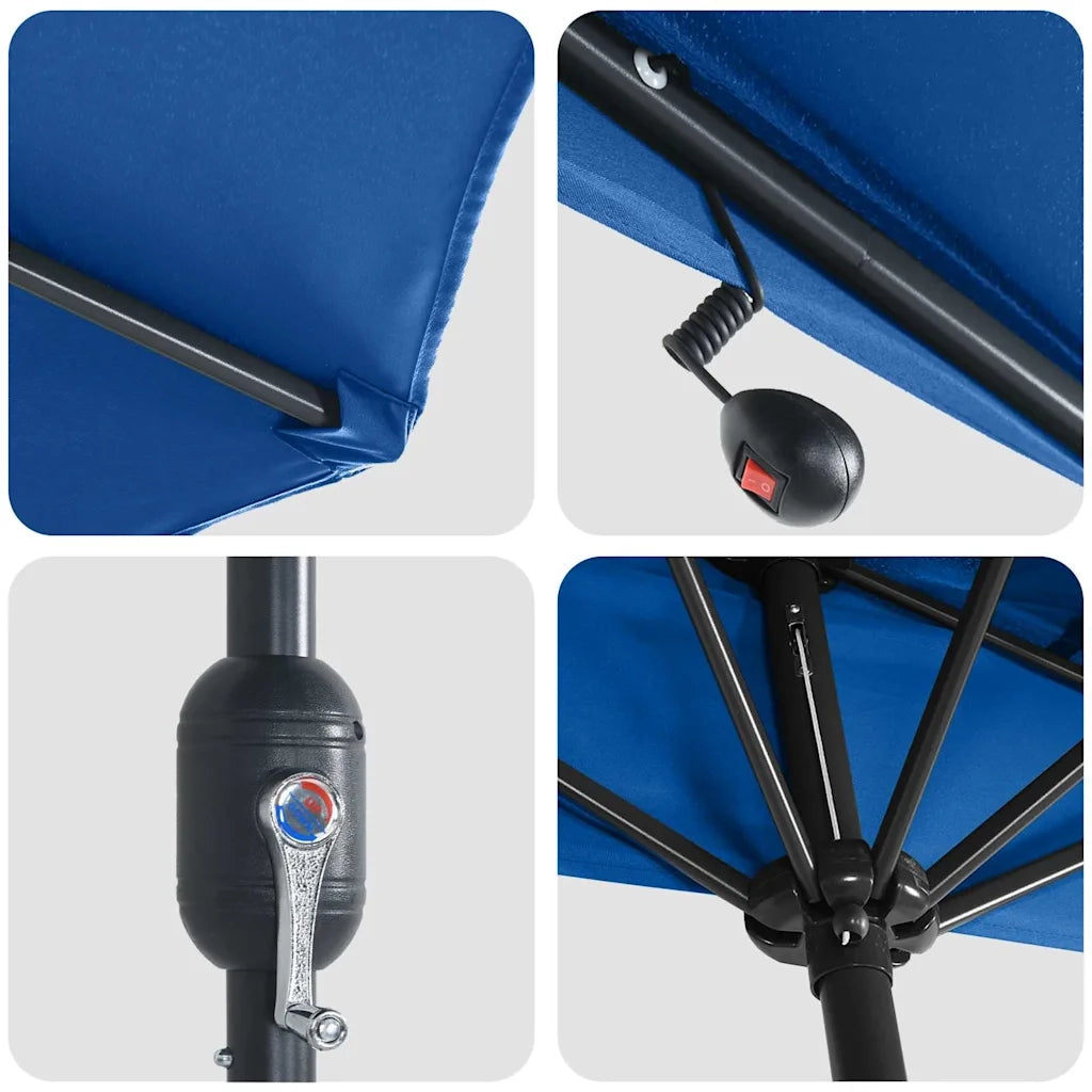Ombrello da giardino-Ombrellone da spiaggia Azzurro 294 x 150 x 223 cm