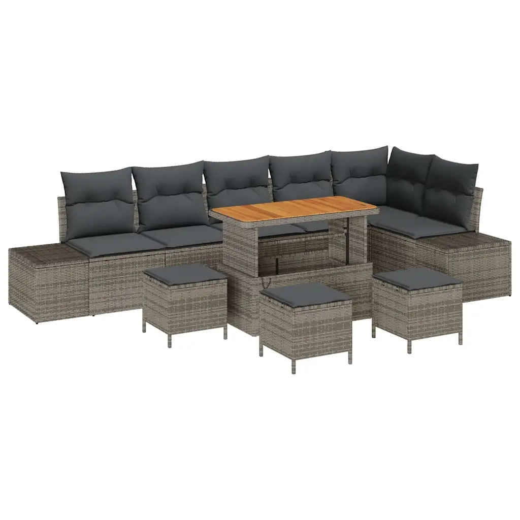 Set Divano da Giardino con cuscino 10 pcs Grigio polyrattan 3362813