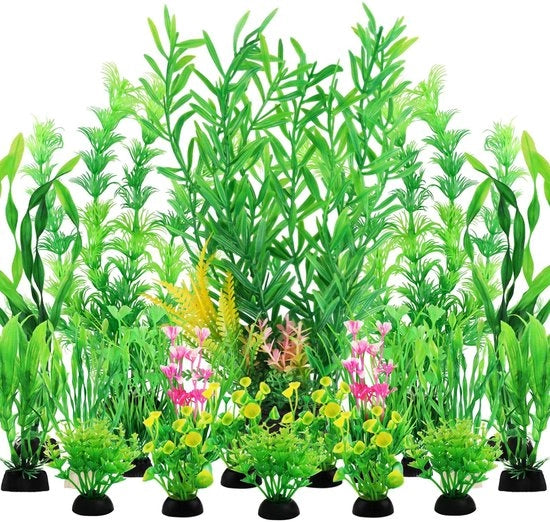 Set di piante per acquario 20 pezzi - Decorazione artistica - Piante verdi - Accessori per acquario - Simulazione di acquario - Adatto per 7 a 20 galloni - Decorazione per acquario