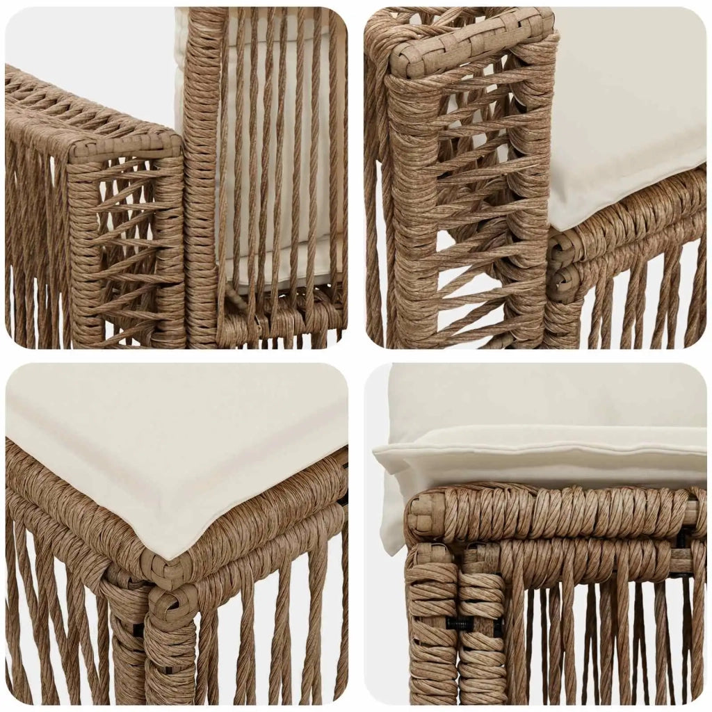 Set Divano da Giardino 5 pz Beige e Bianco Crema polyrattan 3435123