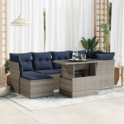 Set Divani da Giardino 7pz con Cuscini Grigio Polyrattan Acacia 3327781