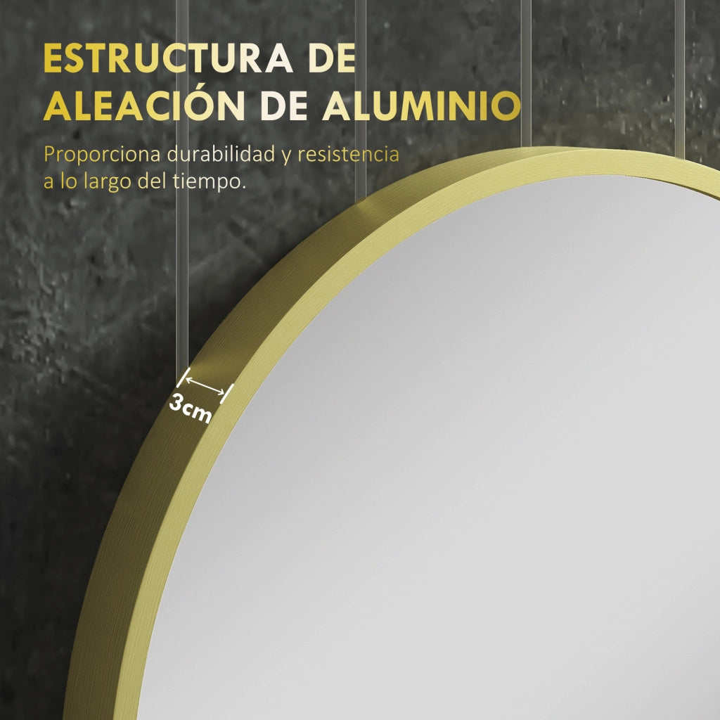 Specchio da Bagno Ovale con Cornice in Alluminio ¨C Minimal ¨C 40x70 cm Dorato