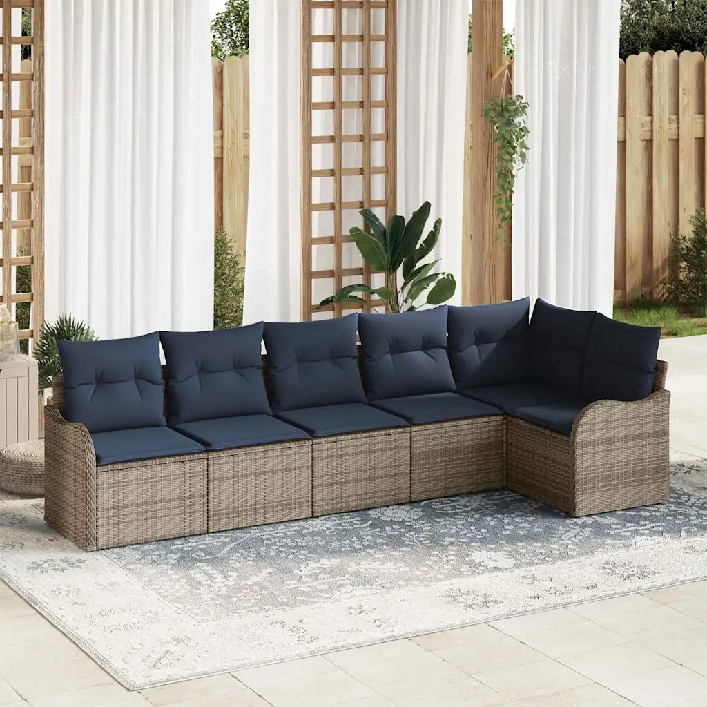 Set Divano da Giardino 6 pz Grigio polyrattan 3345725