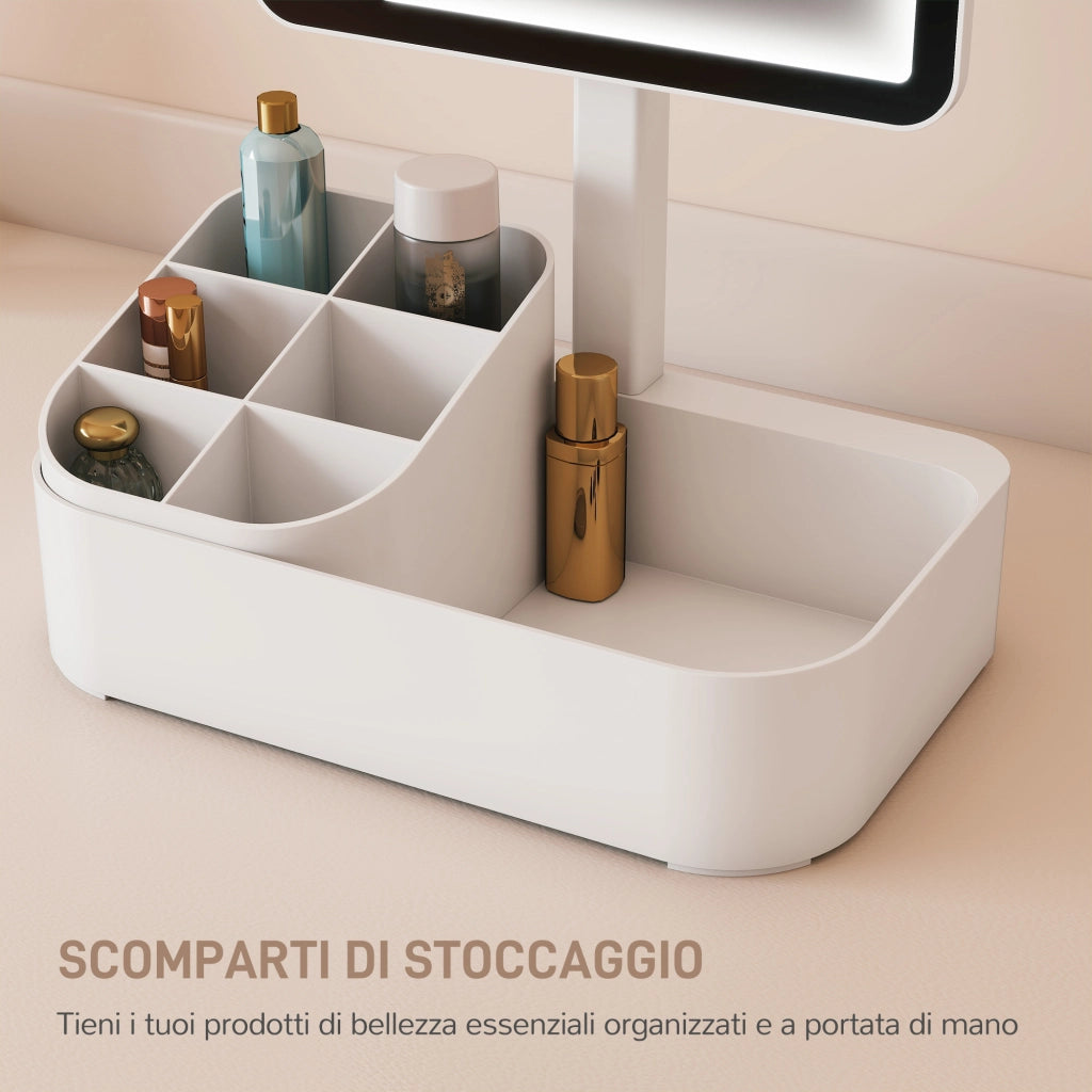 Specchio da Trucco con Luce LED ¨C Xylo ¨C Rotazione 180¡ã Bianco