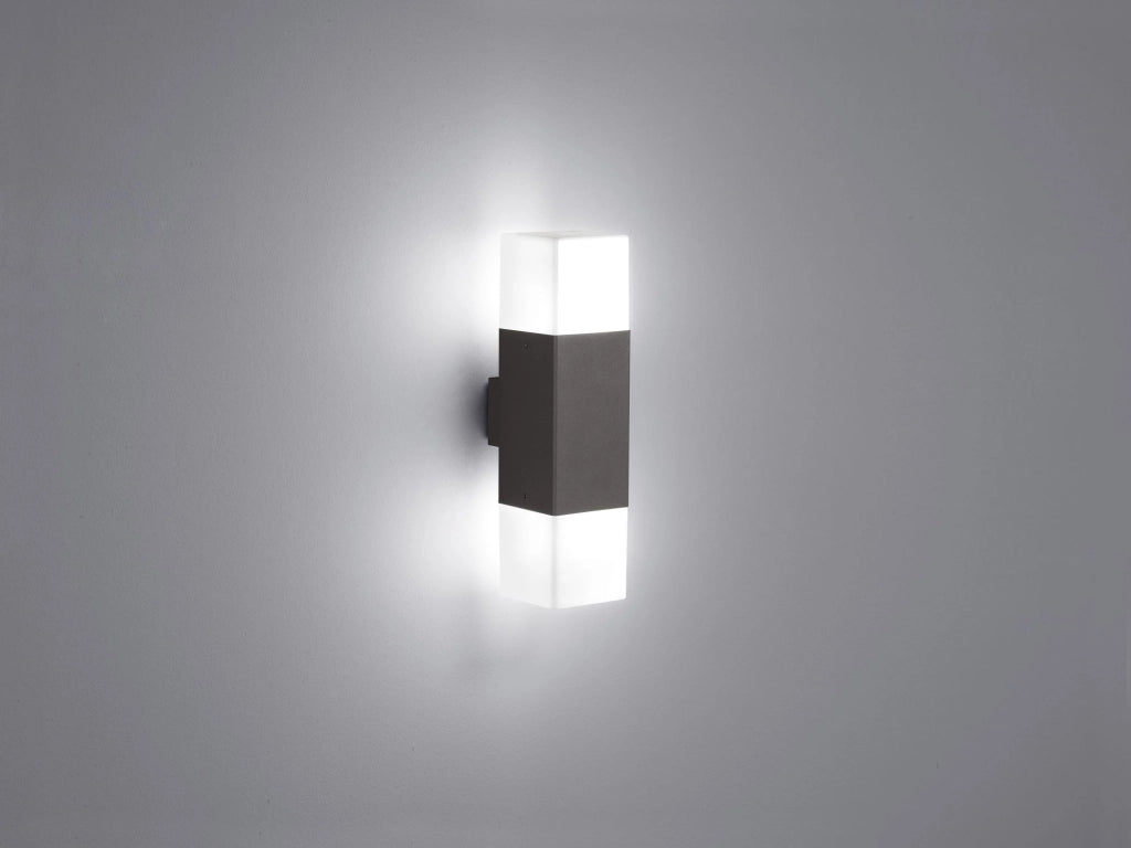 HUDSON APPLIQUE DA ESTERNO 2 LUCI ATTACCO E14 INCLUSE COLORE ANTARCITE CM 9X H 33