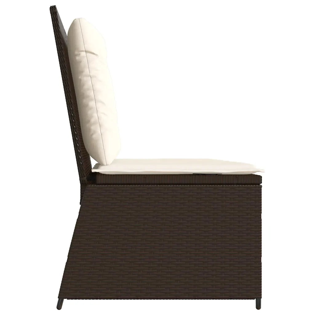 Panca Reclinabile da Giardino con Cuscini Marrone in Polyrattan 368965