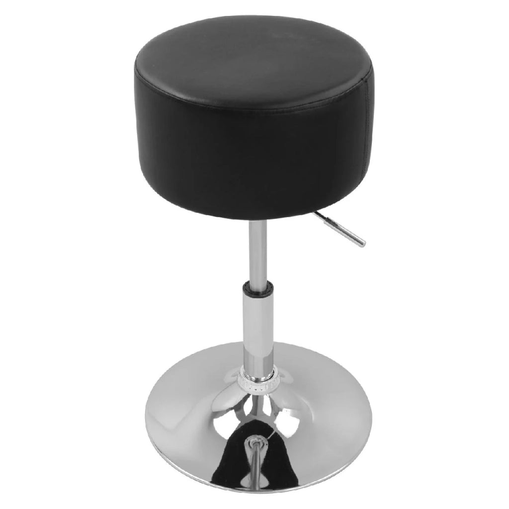 Sgabello in similpelle con struttura in metallo cromato nero 19_0000250