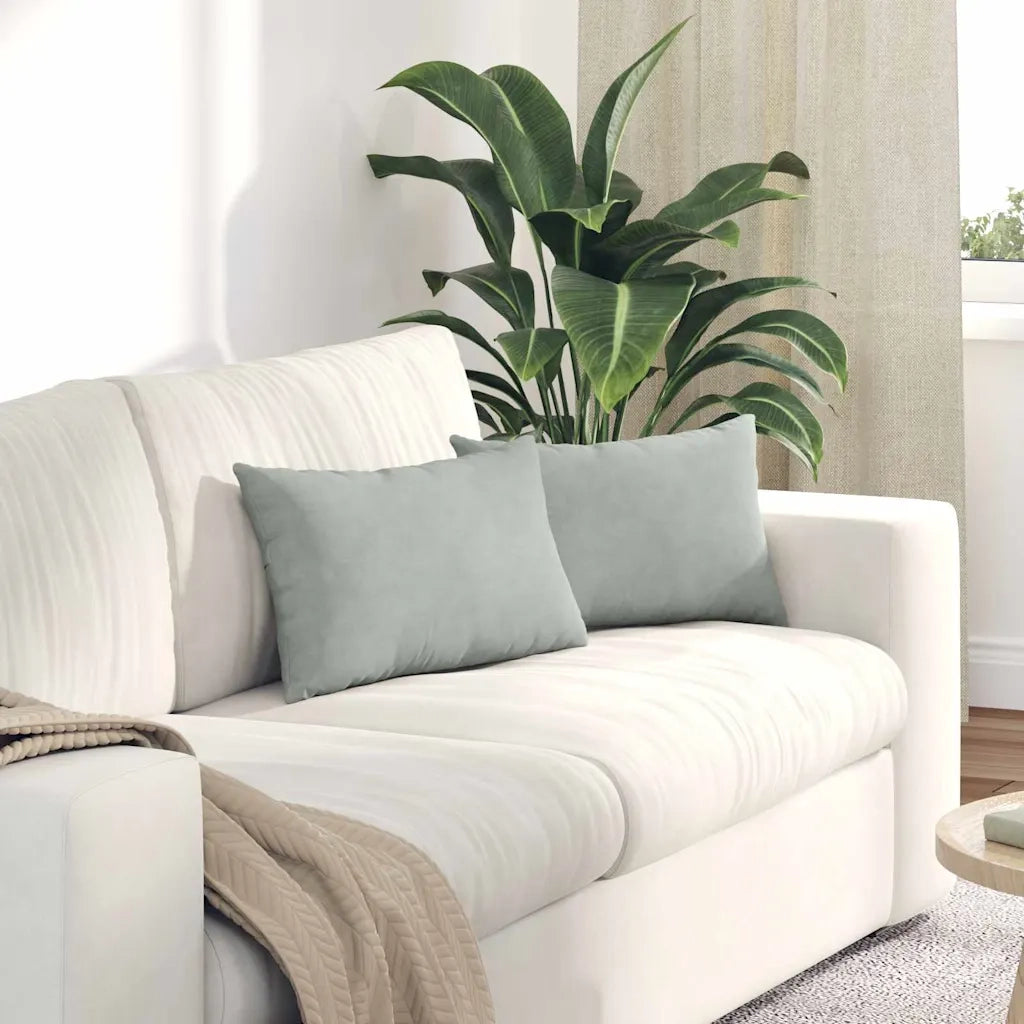Cuscini da Divano 2 pz-Set di 2 Cuscini per Sofa Grigio chiaro 50 x 30 cm 806831