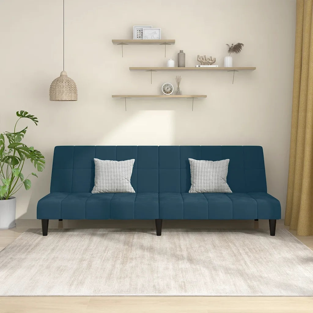 Divano Letto a 2 Posti-Sofa Letto 2 Posti-Daybed Blu in Velluto 626729