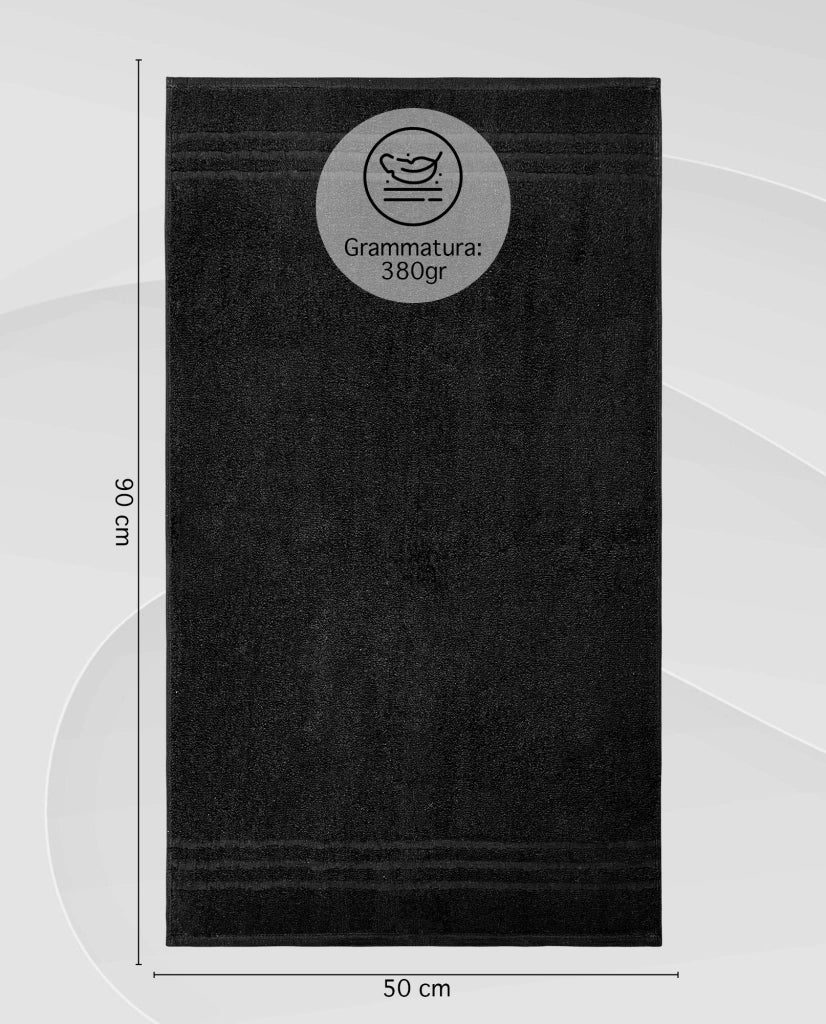 Set 10 Teli 50x90Cm Asciugamani Neri Professionali Parrucchiera Salviette Telo Nero Con Tintura Indanthrene 380Gr 