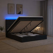 Letto Ottomano con Materasso e LED Nero 180 x 200 cm Tessuto 3458009