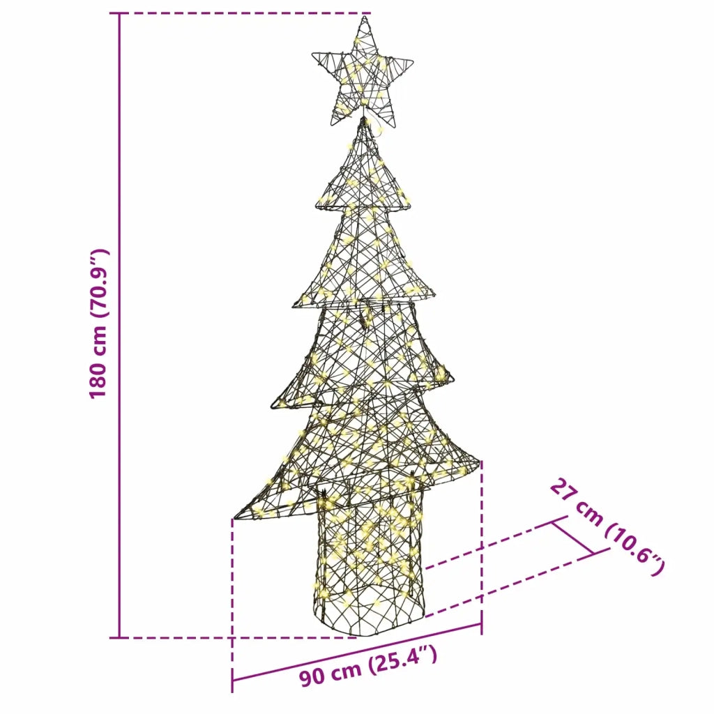 Albero di Natale con 240 LED-Luci decorative natalizie Bianco caldo 180 cm Rattan 848207