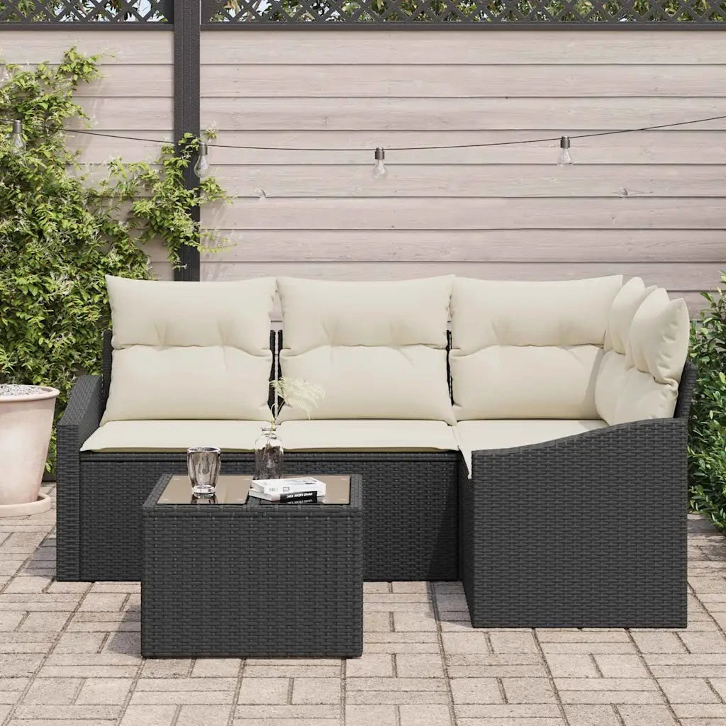 Set Divano da Giardino 5 pcs Marrone e Crema polyrattan 3355376