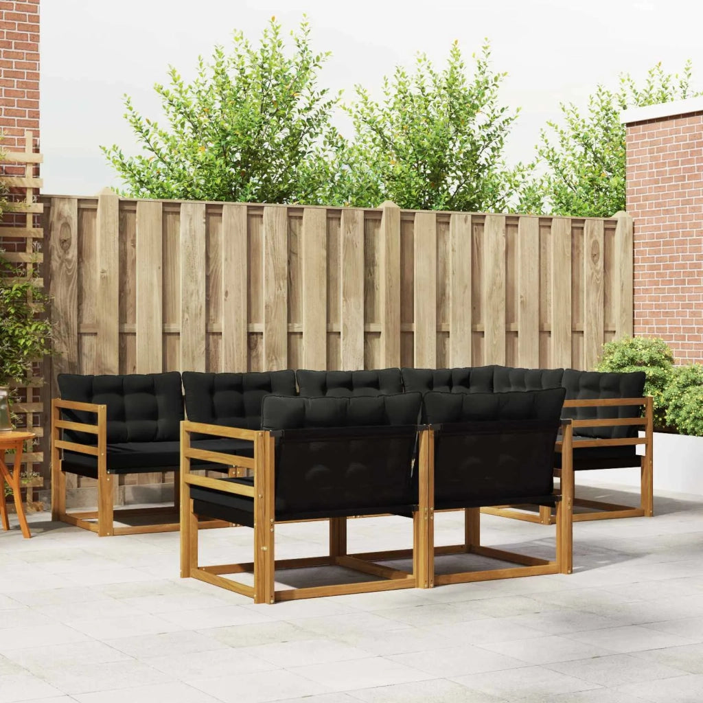 Set di divani da esterno con cuscino 7 pcs Naturale e Nero 3369543