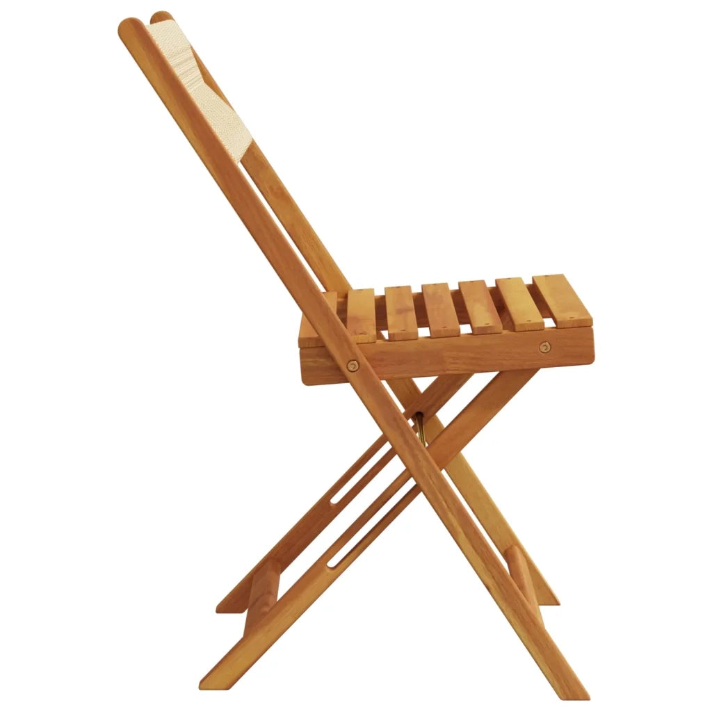 Sedie Bistrò 2pz Beige in Legno Massello di Acacia e Corda 367680