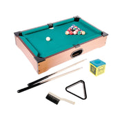 Trade Shop - Mini Biliardo Da Tavolo Gioco In Legno Con 2 Stecche Palle Gesso E Triangolo -