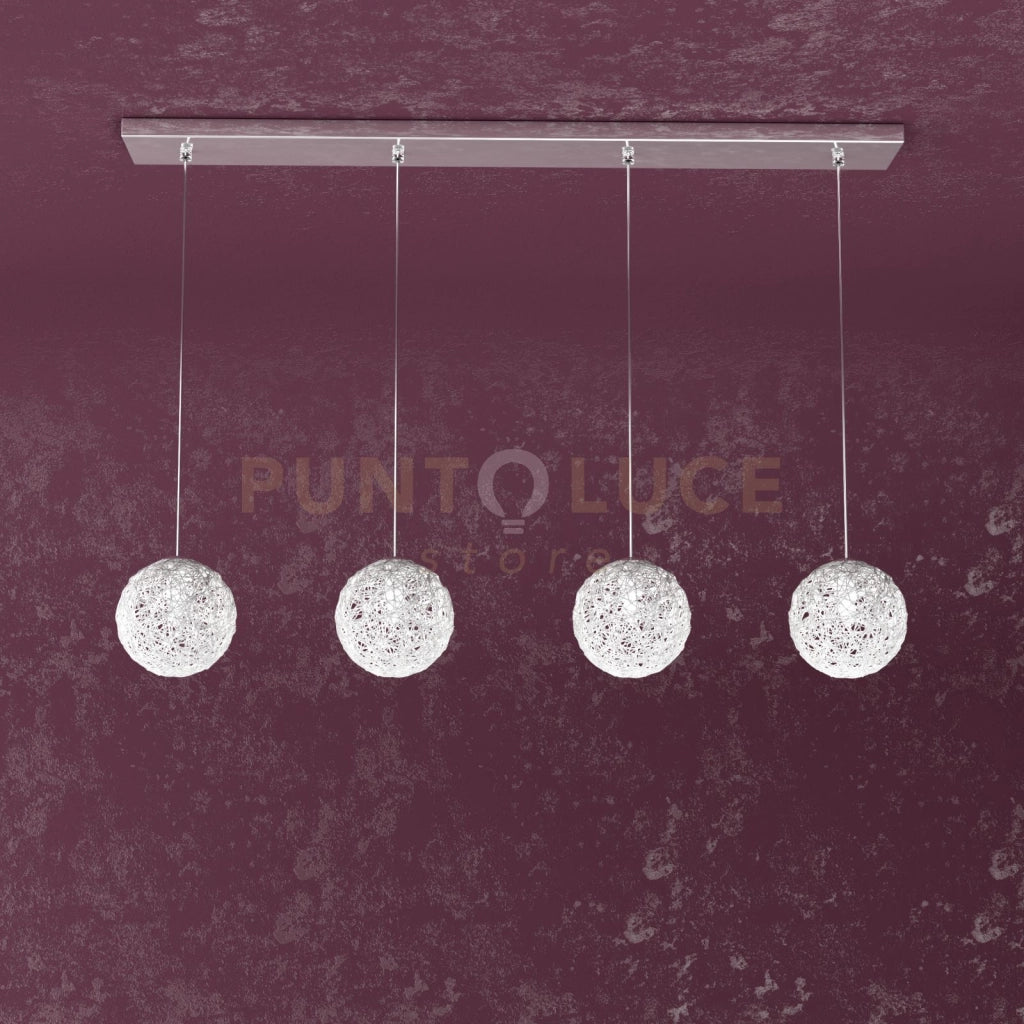 WILLOW SOSPENSIONE RETTANGOLARE 4 LUCI DECORO GOMITOLO 1098-S4 R-GO