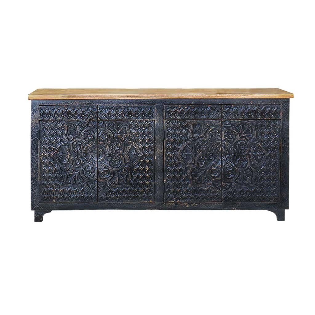 Credenza in legno nero 183x42x92