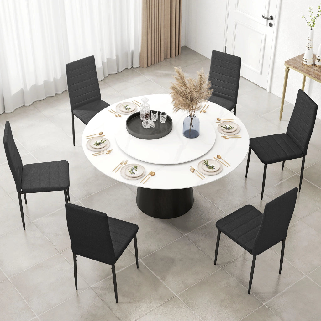 Set 6 Sedie da Pranzo Moderne Imbottite in Tessuto con Schienale Alto e Gambe in Metallo ¨C Zephmum ¨C Nero 41x50x97 cm
