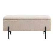 Panchetta Watford con contenitore in bouclé beige, 95 cm