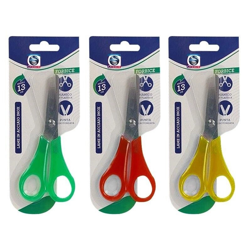 FORBICE BICOLOR CON PUNTA ARROTONDATA 13 CM CON MANICO IN PLASTICA