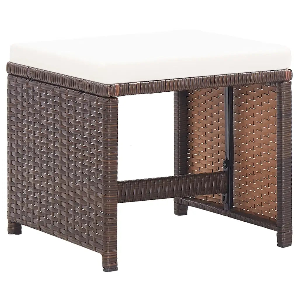 Set da Pranzo da Giardino 15 pz con Cuscini Polyrattan Marrone 46421