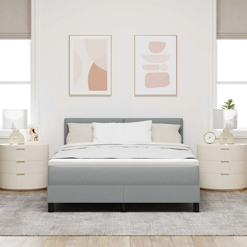 Letto a molle con materasso Grigio chiaro 140 x 190 cm Tessuto