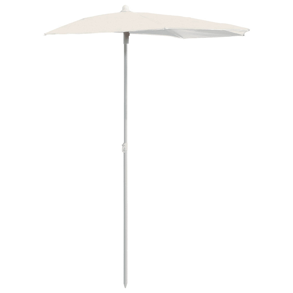 Ombrellone Semicircolare da Giardino con Palo 180x90 cm Sabbia 315559