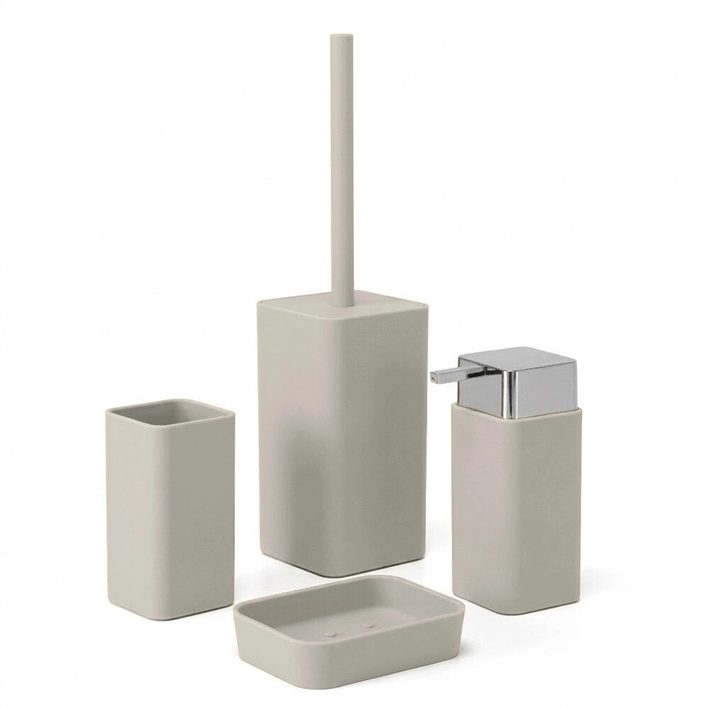 Set accessori bagno con dispenser e portaspazzolini beige e cromo Star