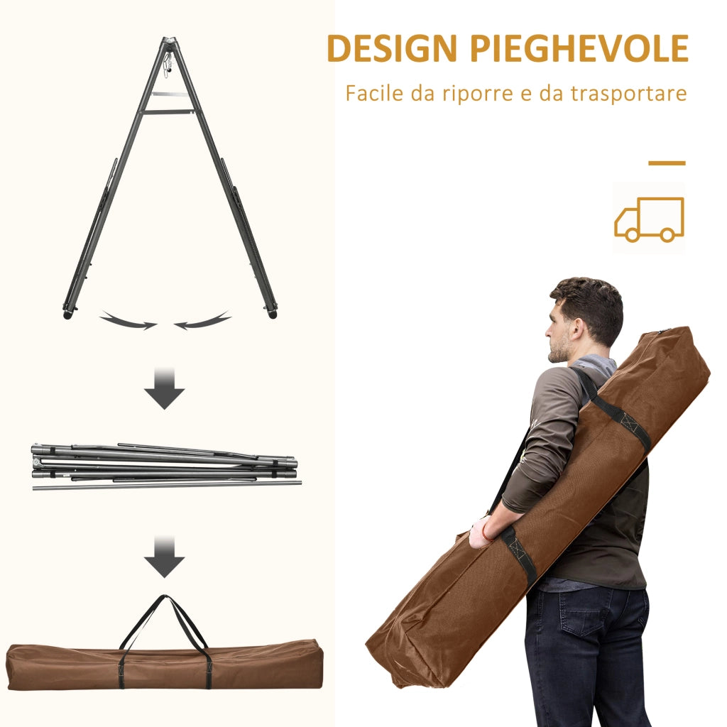 Amaca Autoportante con Supporto Pieghevole ¨C Xylo ¨C Cotone e Acciaio Grigio