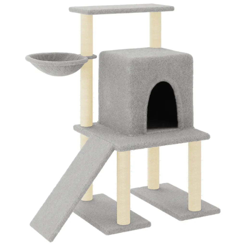 Albero per Gatti con Tiragraffi in Sisal Grigio Chiaro 96,5 cm 172077