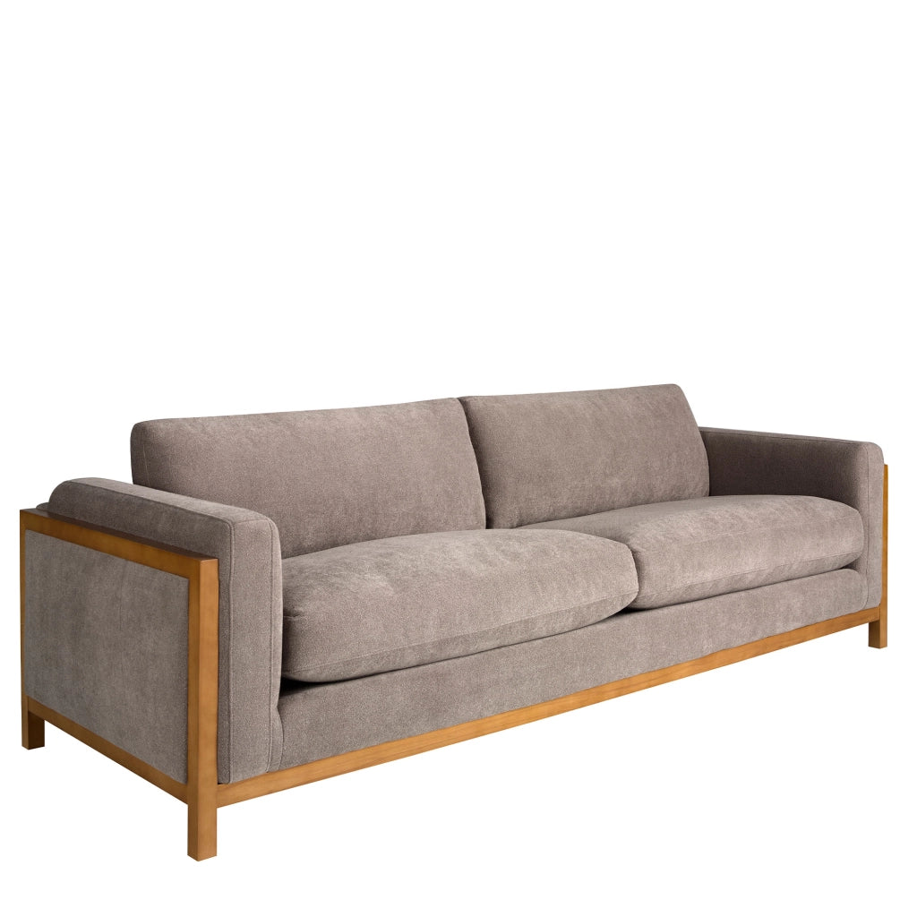 Divano a 3 posti in tessuto 260 x 92 x 88 cm colore marrone