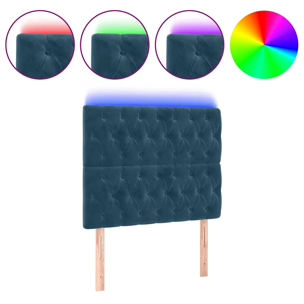 Testiera a LED-Testata con LED Blu Scuro 100x7x118/128 cm in Velluto