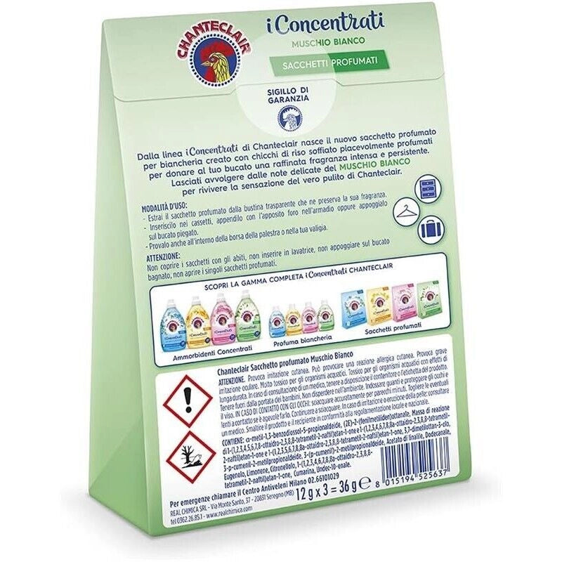 CHANTECLAIR I CONCENTRATI SACCHETTI PROFUMATI  3PZ MUSCHIO BIANCO INTENSI E RESISTENTI