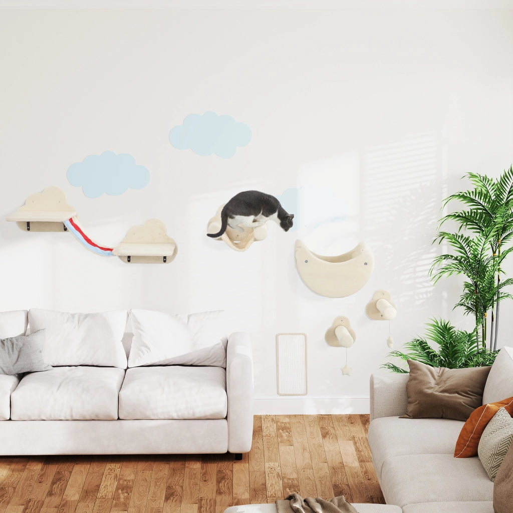 Gioco per Gatti a Parete con Amaca e Piattaforme ¨C Minimal ¨C Beige